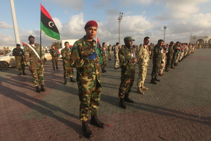 Soldiers from the National Army of Cyrenaica take part in a military parade graduation ceremony in Benghazi
