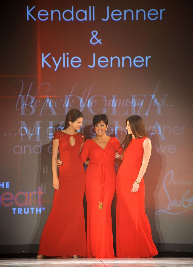 Kris, Kendall, and Kylie Jenner in Badgley Mischka