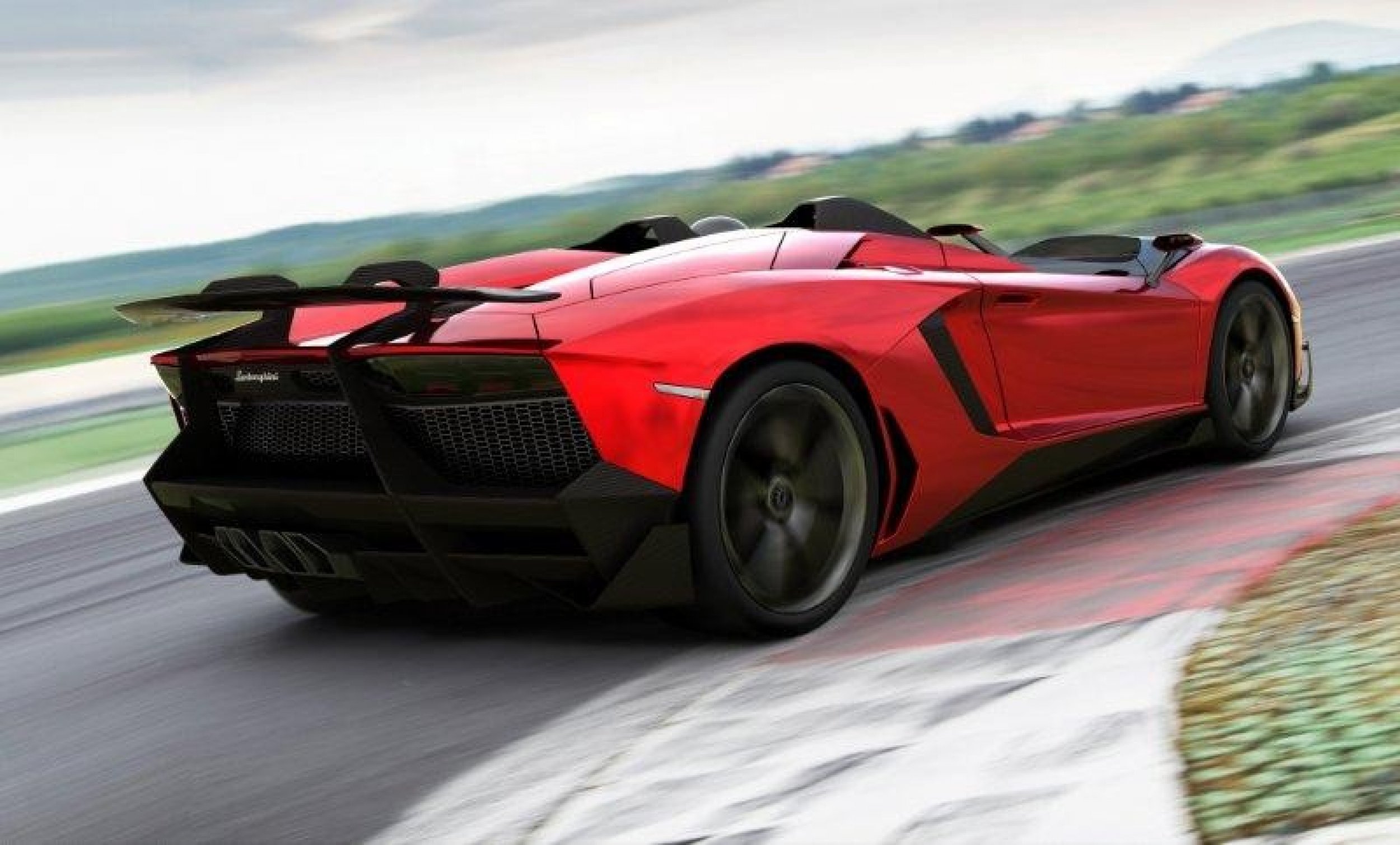 A Lamborghini Aventador J hits a chicane