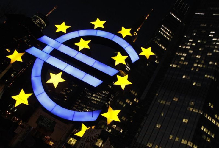 A sculpture showing the Euro currency sign is seen in front of the European Central Bank (ECB) headquarters in Frankfurt