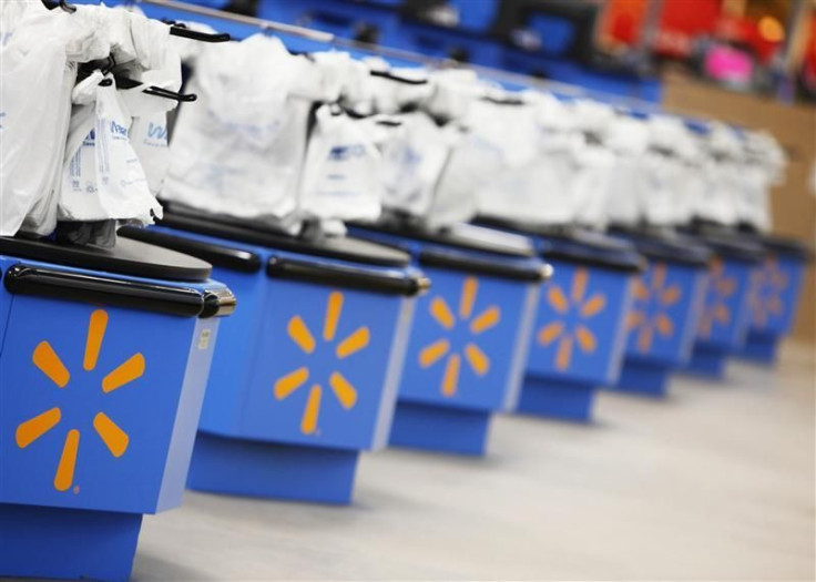 The Wal-Mart logo is pictured on cash registers at a new store in Chicago