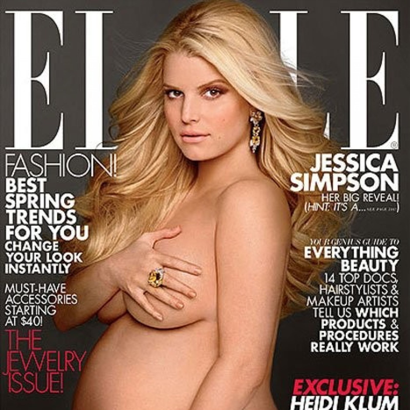 Jessica Simpson Pregnant and Naked for Elle; Reveals Baby Gender But Not  Due Date