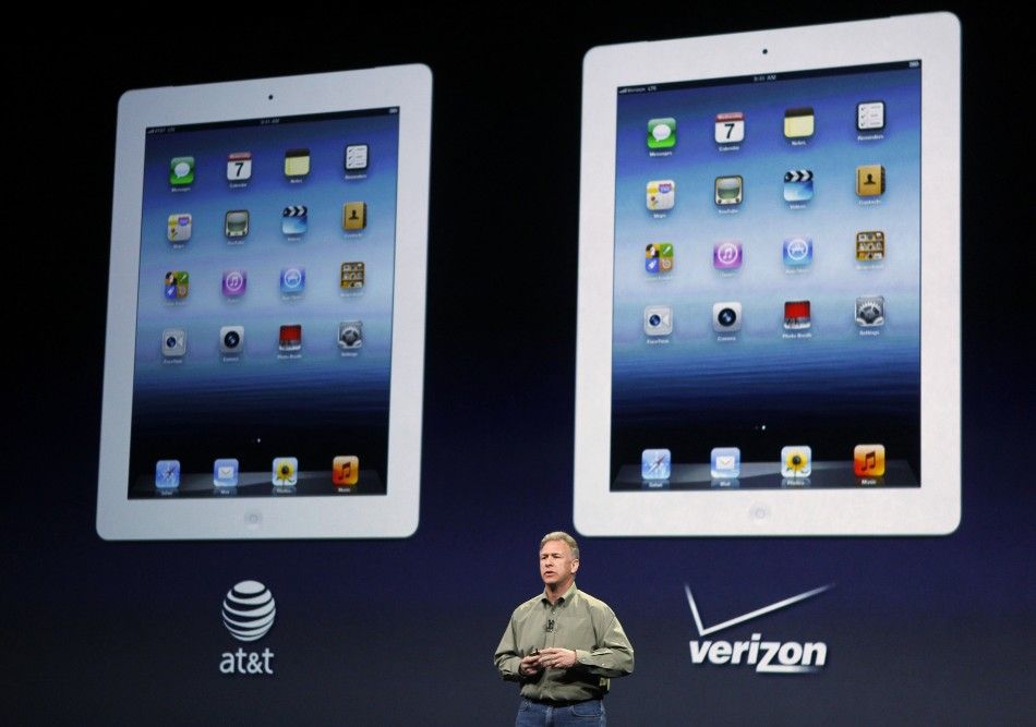 Apples senior VP of Worldwide Marketing Schiller talks about telecom partners for the 4G LTE service on the new iPad during an Apple event in San Francisco
