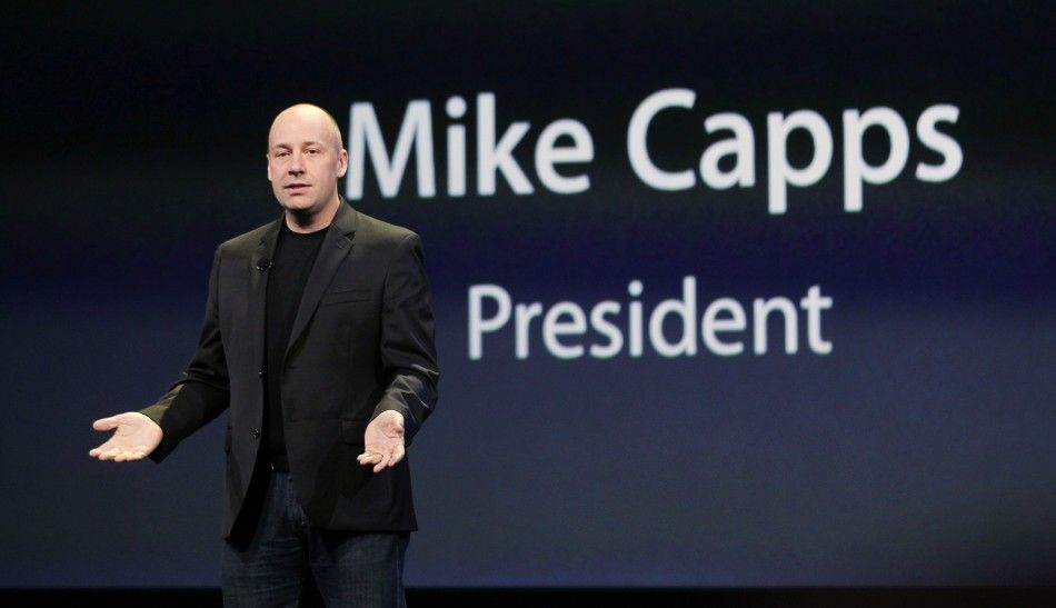 President of Epic Games Capps speaks during an Apple event, introducing the new iPad in San Francisco
