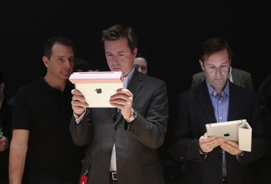 Guests preview the new iPad in the demonstration room after the Apple event, introducing the newest iPad in San Francisco