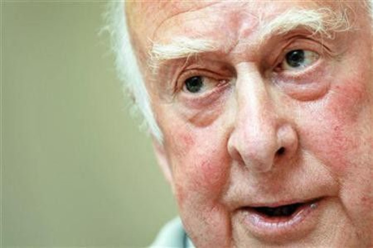 British physicist Peter Higgs during a press conference on the sideline of his visit to the European Organization for Nuclear Research (CERN) in Geneva, April 7, 2008.