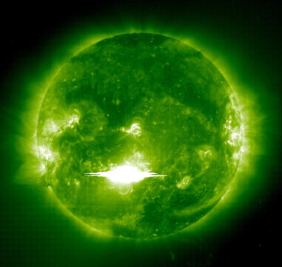 Solar activity is shown in an image made by NASAs SOHO Large Angle and Spectrometric Coronagraph LASCO instrument at 630 a.m. 1130 GMT on October 28, 2003.