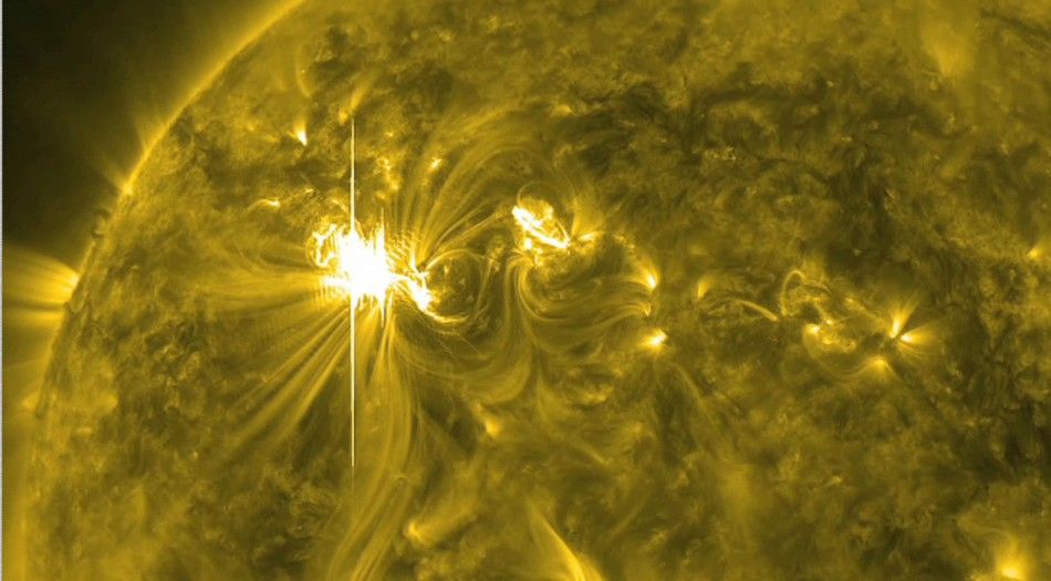 The sun erupts with one of the largest solar flares of this solar cycle in this NASA handout photo taken on March 6, 2012. 
