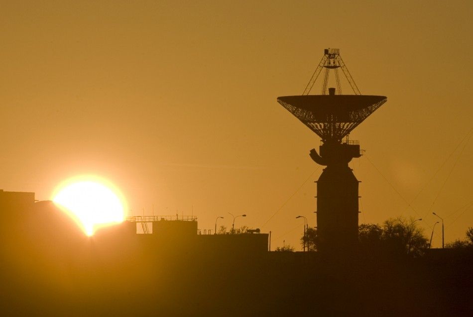 An antenna for space communication is seen at sunrise at Baikonur cosmodrome May 25, 2009.
