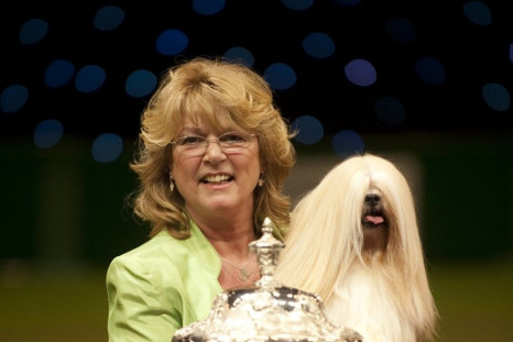  Owner Margaret Anderson celebrates with Elizabeth, a Lhasa Apso, after winning Best in Show on the final day of the Crufts dog show at the NEC arena in Birmingham