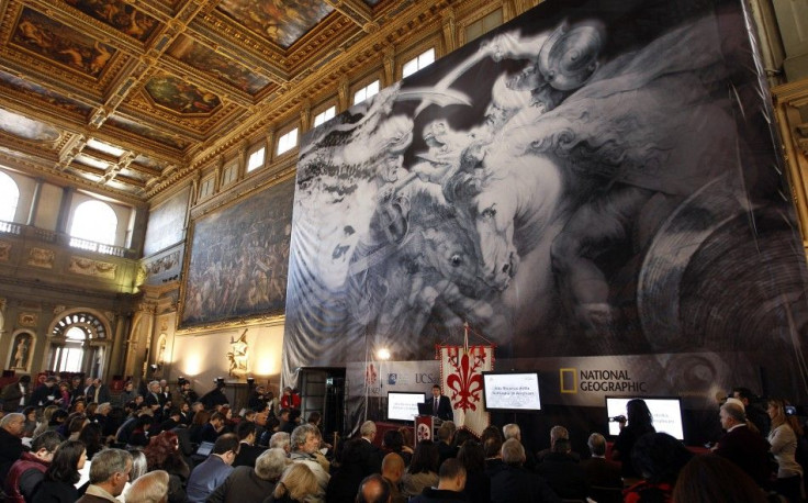 Mayor of Florence Renzi speaks during a news conference on the search of the lost Leonardo da Vinci fresco &quot;Battle of Anghiari&quot; in Florence