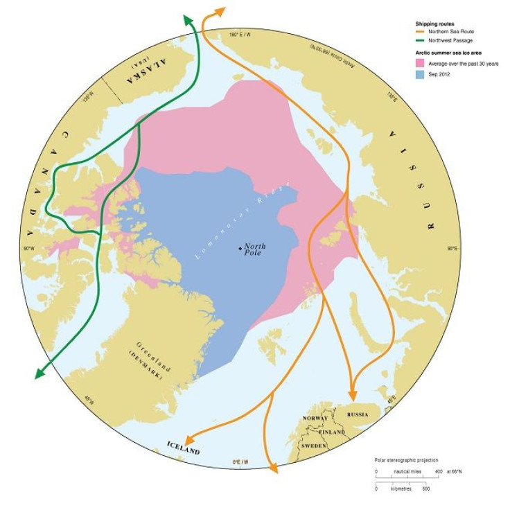 Arctic Sea Ice and Shipping Route Map