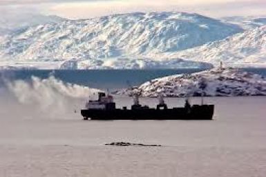 Freighter In Arctic Ocean