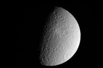 NASA&#039;s Cassini spacecraft took this raw, unprocessed image of Saturn&#039;s moon Rhea