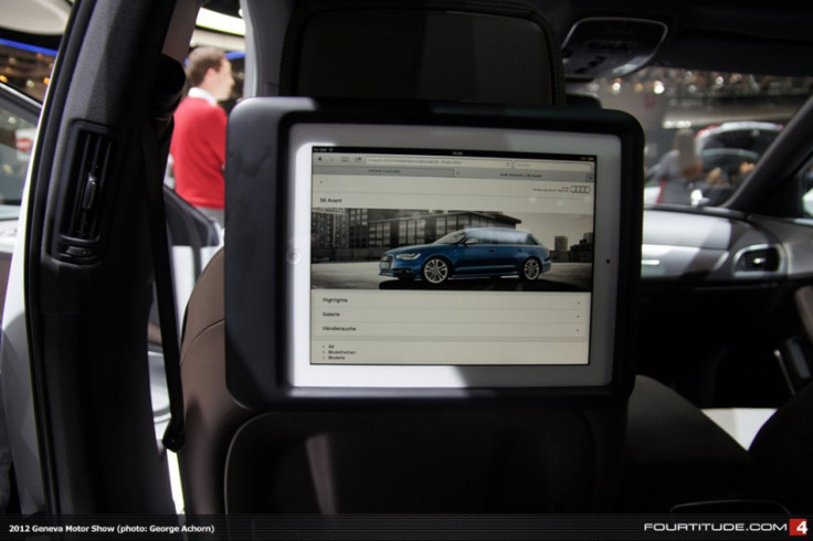 An iPad docked in the new Audi A6 Allroad at the Geneva Motor Show 2012.