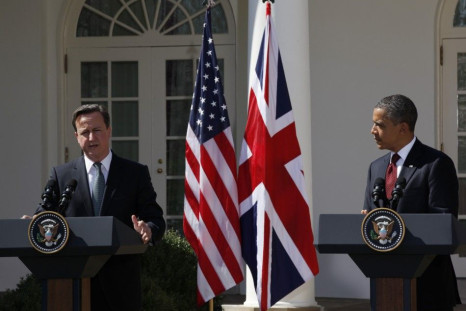 U.S. President Obama and British Prime Minister Cameron hold a joint press conference in the Rose Garden of the White House in Washington