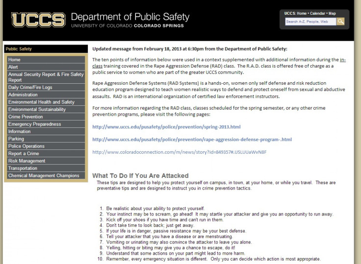 UCCS Updates Anti-Rape Advisory