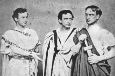 John Wilkes Booth (left), Edwin Booth and Junius Brutus Booth, Jr. in Shakespeare’s Julius Caesar in 1864.
