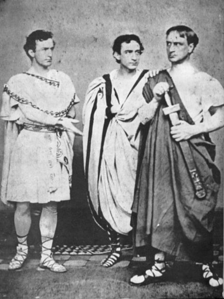 John Wilkes Booth (left), Edwin Booth and Junius Brutus Booth, Jr. in Shakespeare’s Julius Caesar in 1864.