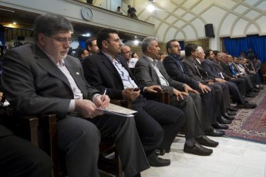 File picture shows Iranian President Ahmadinejad&#039;s media adviser Javanfekr attending a news conference given by Ahmadinejad in Tehran