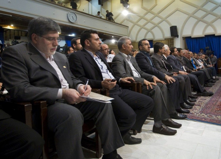 File picture shows Iranian President Ahmadinejad&#039;s media adviser Javanfekr attending a news conference given by Ahmadinejad in Tehran