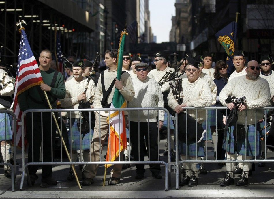 A Pipe and Drum band wait to march in New York Citys 250th annual St. Patricks Day parade, March 17, 2011.