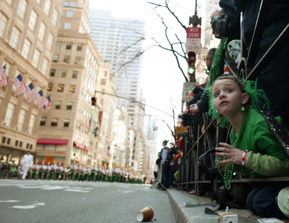 A young girl watches the New York Citys 250th annual St. Patricks Day parade, March 17, 2011. 