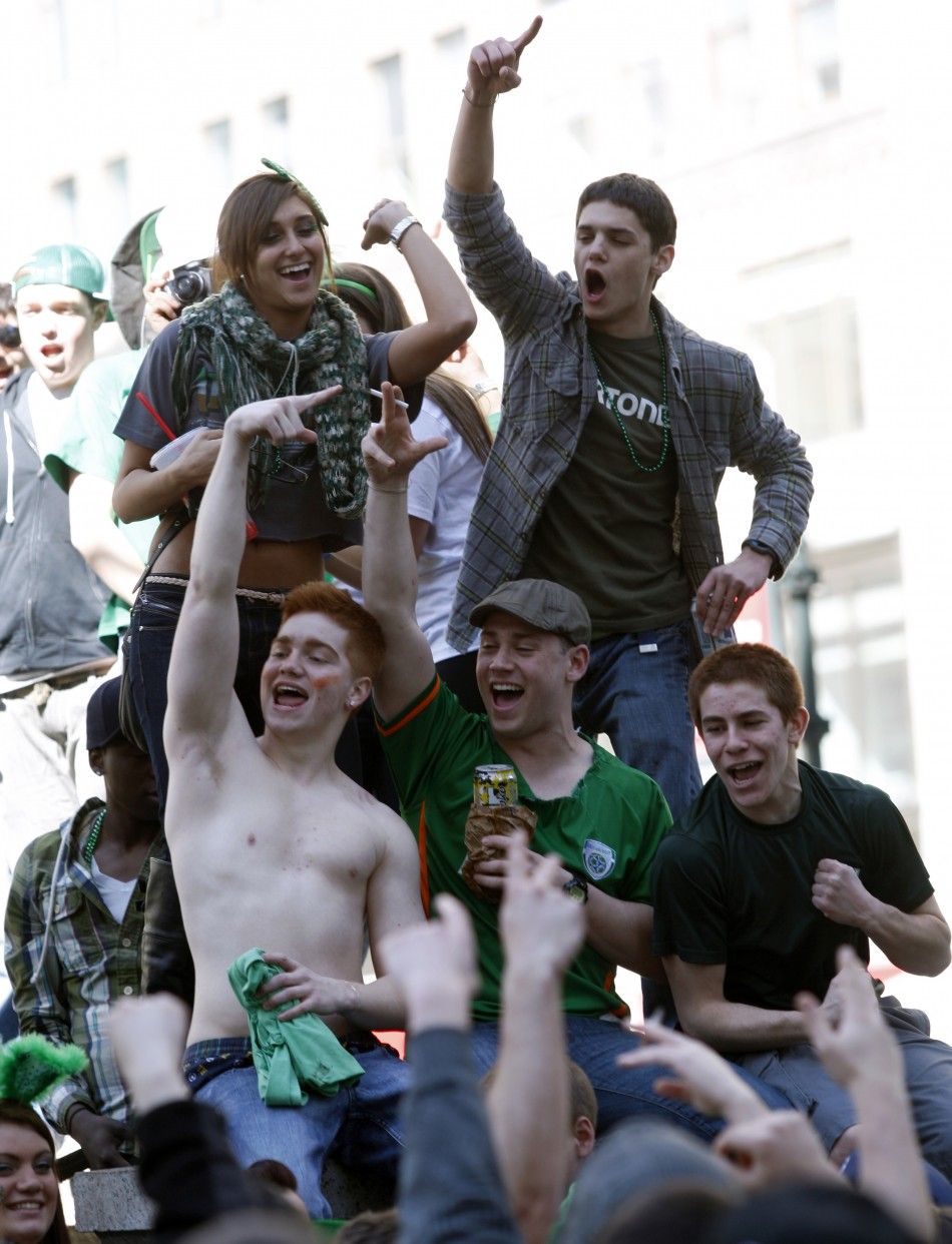 Revellers celebrate along 5th Avenue in New York during the citys 250th annual St. Patricks Day parade, March 17, 2011.