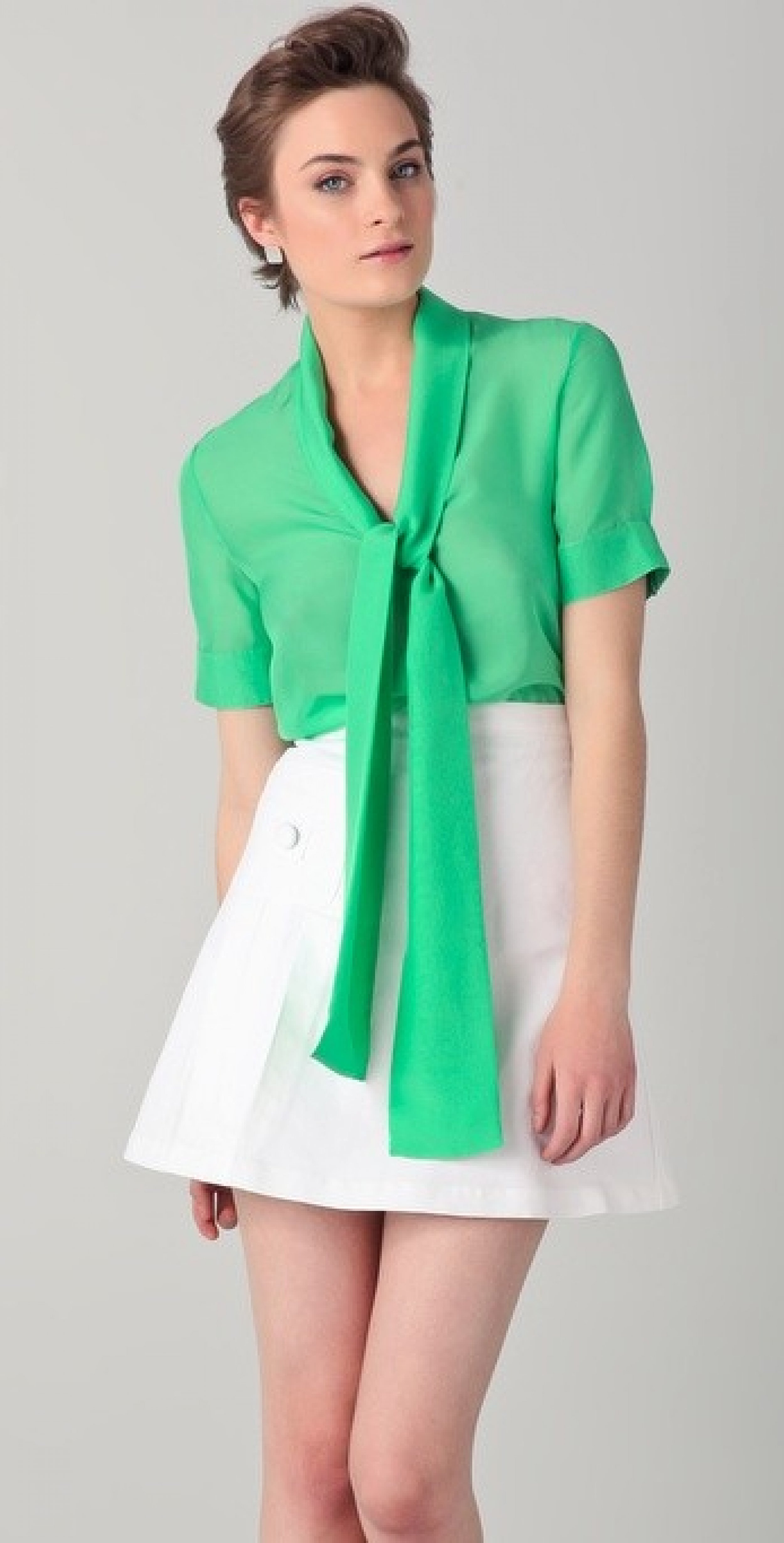 Raoul Green Tie Neck Blouse 