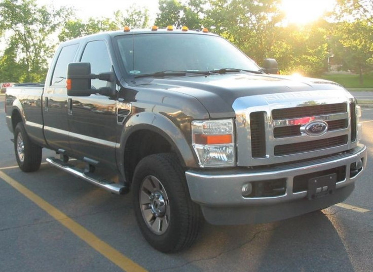A parked 2008 Ford F-250 truck.