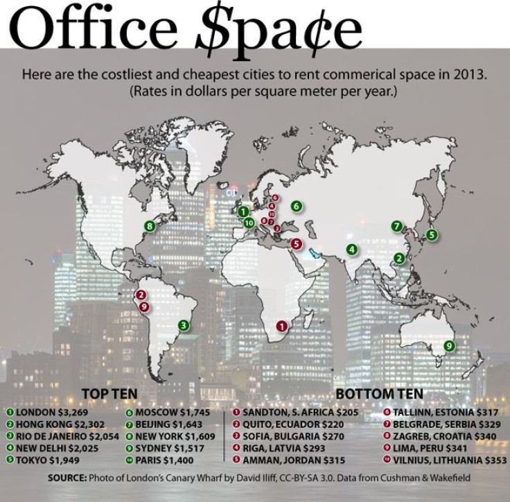 World's most and least expeinsive places to rent office space [MAP]