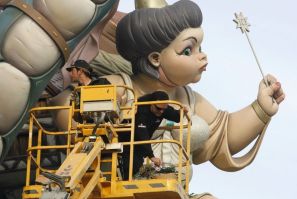 Craftsmen add finishing touches to a figure during the last preparations ahead of the &#039;Fallas&#039; festival in Valencia