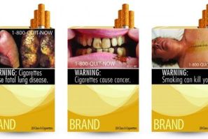 Combination picture of handout images of new cigarette packages released by US Food and Drug Administration