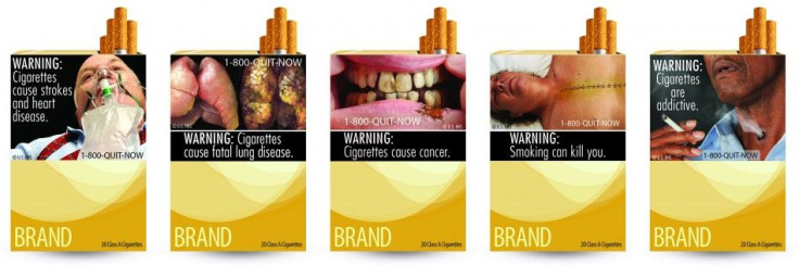 Combination picture of handout images of new cigarette packages released by US Food and Drug Administration