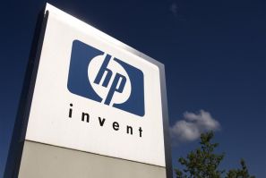 A HP Invent logo is pictured in front of Hewlett-Packard international offices in Meyrin near Geneva August 4, 2009.