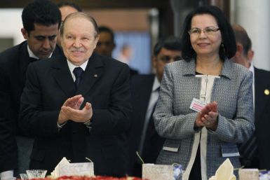 Algeria&#039;s President Bouteflika and Family and Women&#039;s Affairs Minister Djaffar welcome guests during a ceremony marking International Women&#039;s Day in Algiers