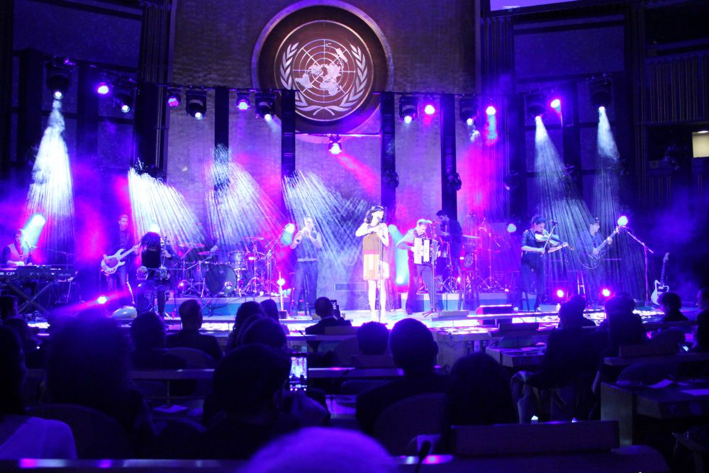 Rita and her band on the U.N. stage