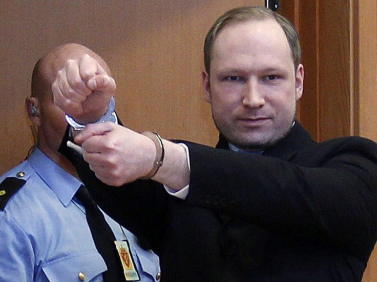 Norwegian Breivik, who killed 77 people, arrives at a court hearing in Oslo.