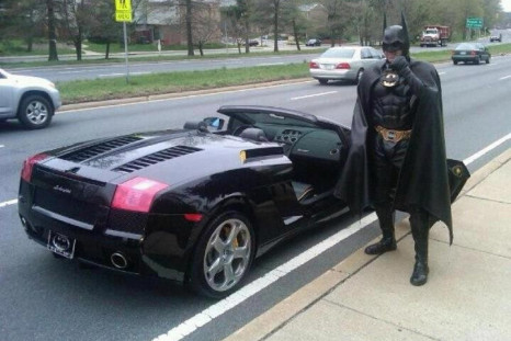 Batman was pulled over by the Mongomery Co., MD police for not having tags on his Lamborghini.