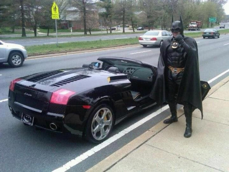 Batman was pulled over by the Mongomery Co., MD police for not having tags on his Lamborghini.