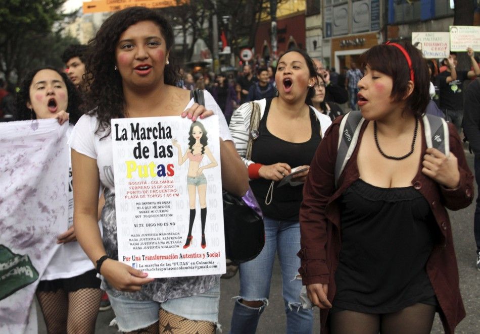 Members of the Network of Women take part in a quotMarch of the whoresquot to protest against discrimination and violence against women in Bogota