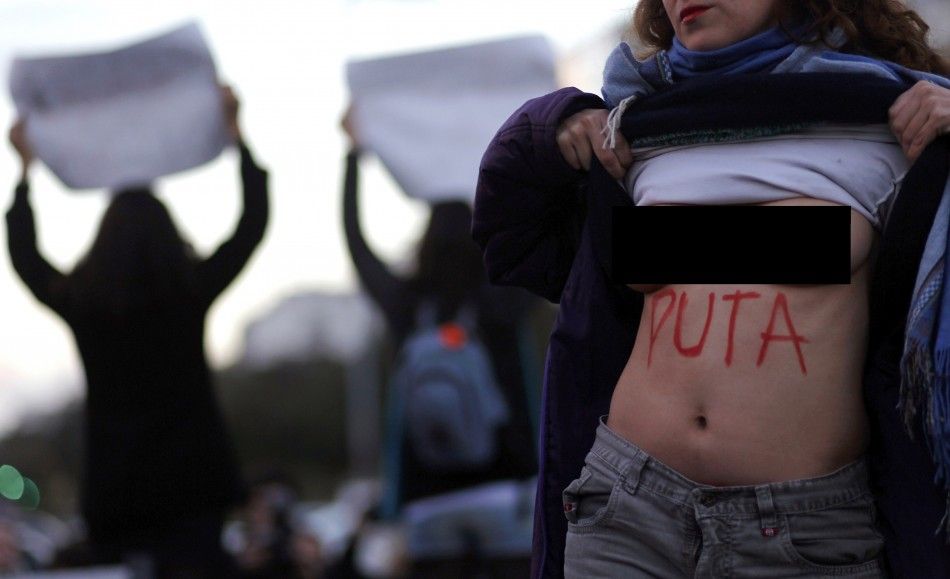 A woman takes part in a SlutWalk rally against sexual abuse and inequality in Buenos Aires