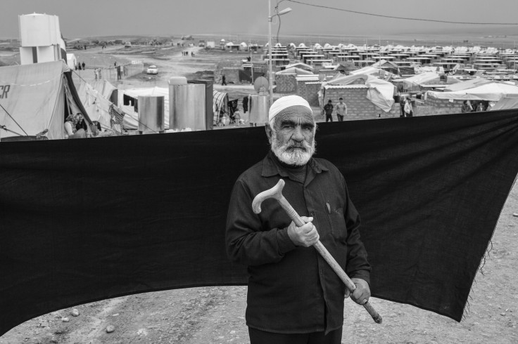 Elderly Syrian Refugee Man With His Cane