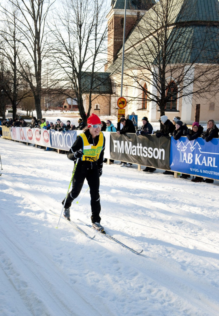 Pippa Middleton (C), sister of Kate Middleton, the Duchess of Cambridge, takes part in the 88th Vasaloppet cross country ski marathon in Mora March 4, 2012. Pippa finished the 90km (56 miles) race from Salen to Mora in just over 7 hours.
