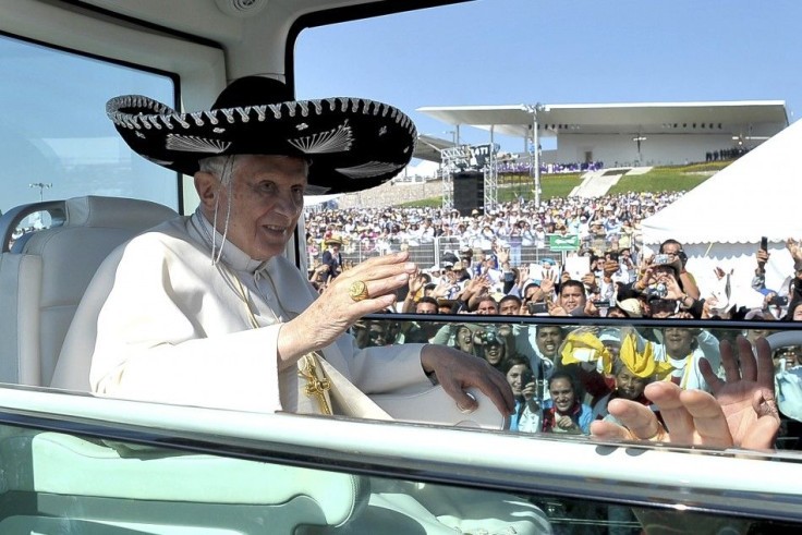 Pope Benedict Dons Large Black Sombrero during Mexico Trip 