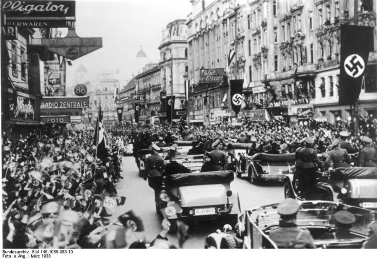 Austrian crowds greet incoming German Nazi troops.