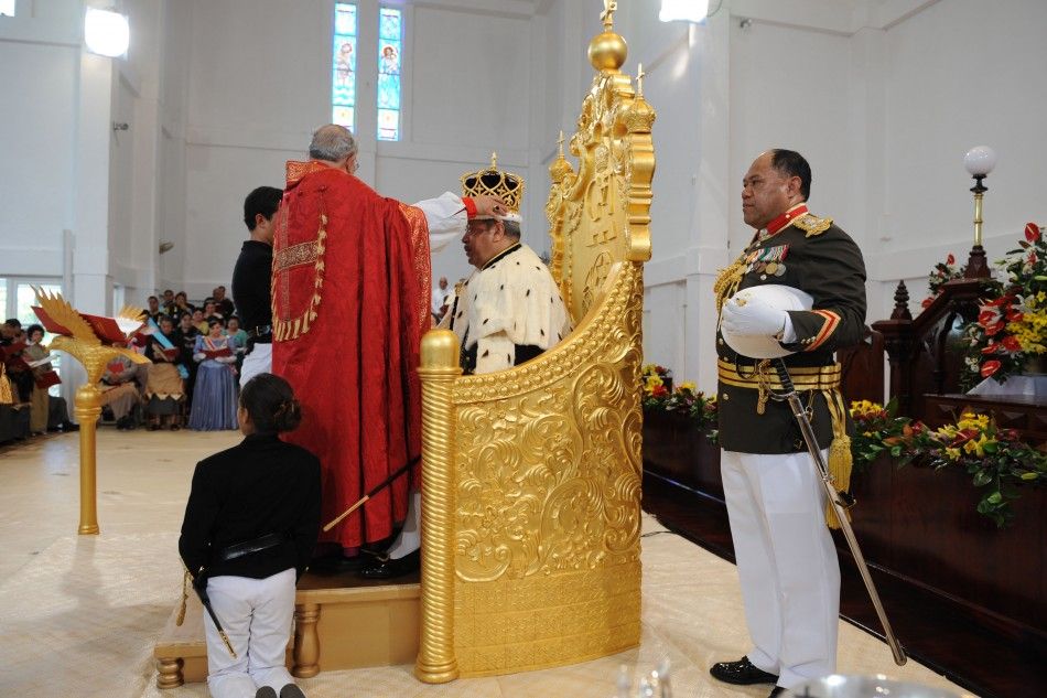 Archbishop of Polynesia Jabez Bryce crowns Tonga039s King George Tupou V in the nation039s capital city Nuku039alofa