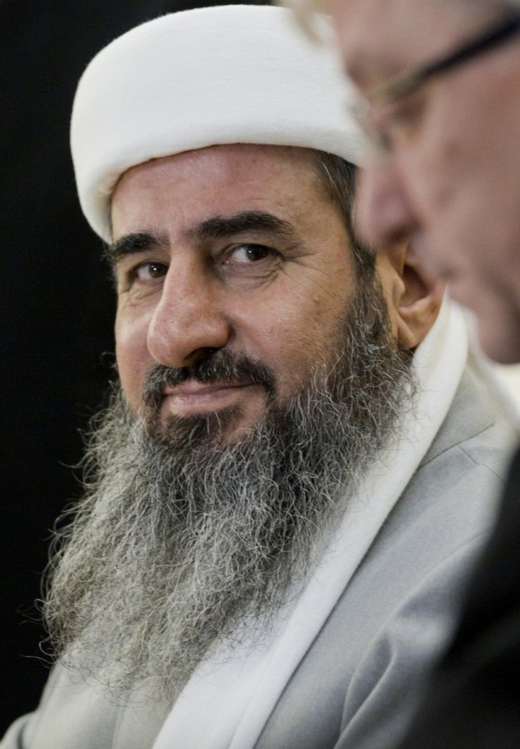 Defendant Iraqi-born cleric Mullah Krekar sits in a courtroom in Oslo.