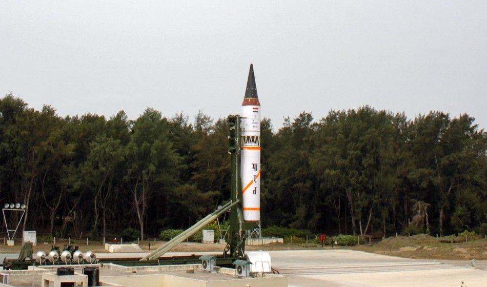  Indias nuclear-capable Agni-III missile is seen before its third flight launch system at Wheeler Island