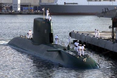 Israeli new Dolphin-class submarine docks in Haifa port July 27, on arrival from Germany. 